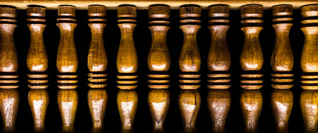 Carved wooden sticksの写真素材