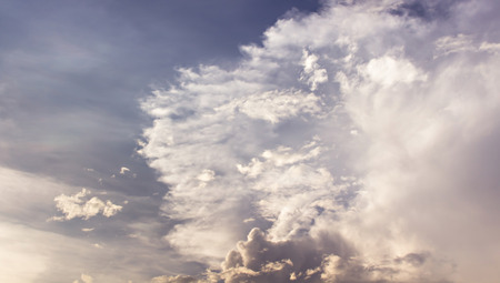 Pink light on white cloudsの写真素材