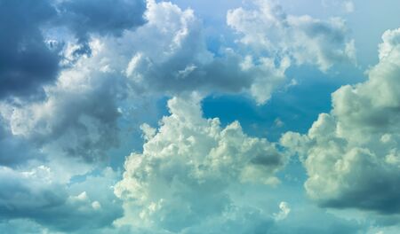 blue green light in dim sky with cloudyの写真素材