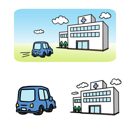 Illustration of driving to the hospitalの写真素材