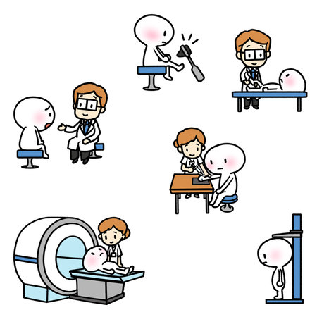Illustrations of various physical examinations (including neurological examination)の写真素材