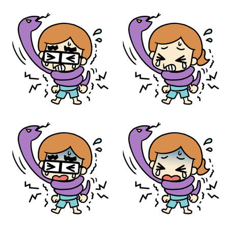 Illustration of suffering from being wrapped around a snakeの写真素材