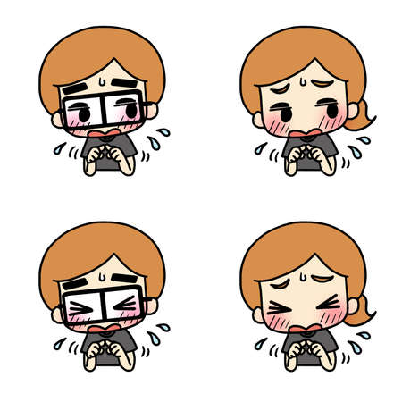 Illustration of a person who is impatient and a person who is shyの写真素材