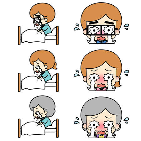 Illustration of a person crying in bedの写真素材