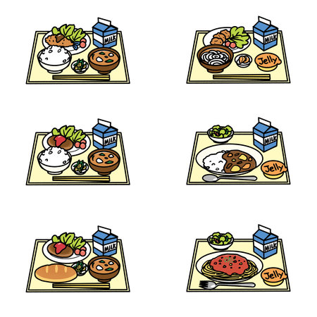 Illustrations of various meals (school lunch)の写真素材