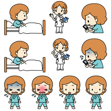 Illustrations of various patients (women)の写真素材