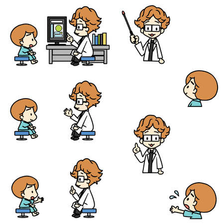 Illustration of a patient receiving an explanation from a doctor (male)の写真素材