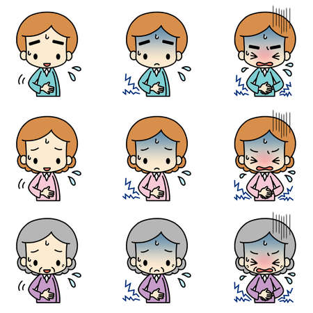 Illustration of a person suffering from abdominal painの写真素材