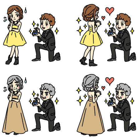 Illustration of a person who is proposing with a ringの写真素材