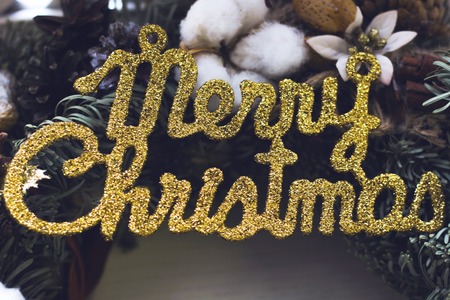 Merry christmas golden inscriptionの写真素材