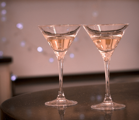 two glasses of champagneの写真素材