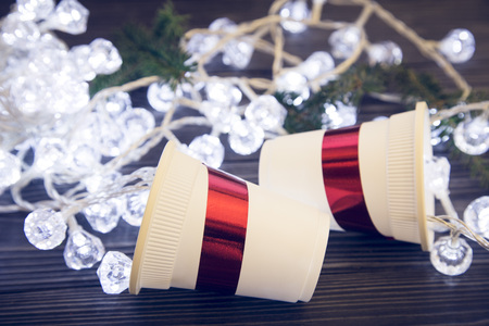 Christmas paper cupsの写真素材