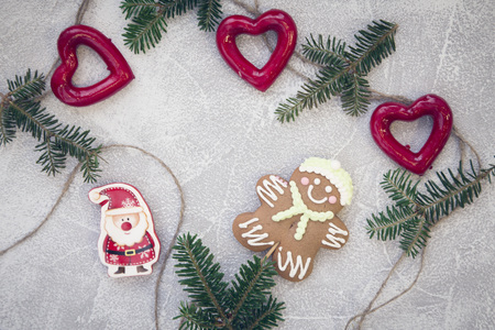 A light concrete Christmas backgroundの写真素材