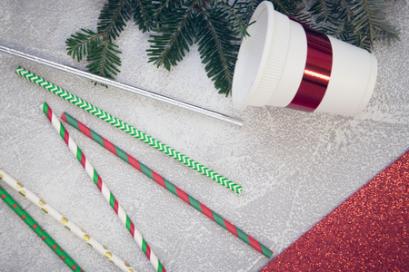 A light concrete Christmas backgroundの写真素材