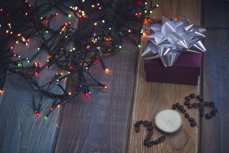 A gift box and 2108 inscriptionの写真素材