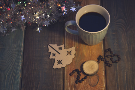 Still life with a coffee cup and 2018 inscriptionの写真素材