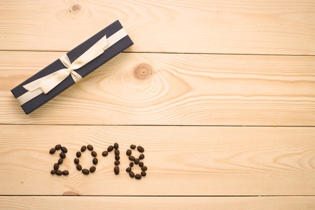 A light wooden Christmas backgroundの写真素材