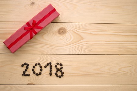 A light wooden Christmas backgroundの写真素材