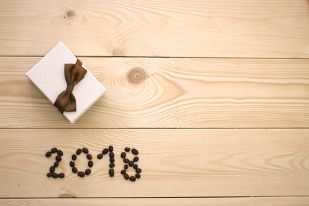 A light wooden Christmas backgroundの写真素材