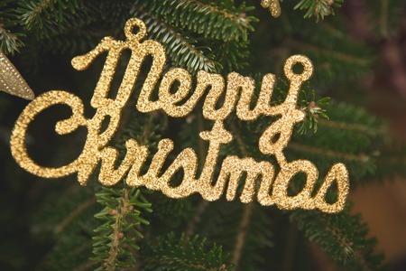 Merry christmas gold gleaming inscription