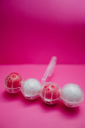 Keep your bathroom clean with a hanging toilet rim refreshing block. Bright pink one-color...