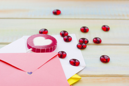 Colorful envelopes for love lettersの写真素材