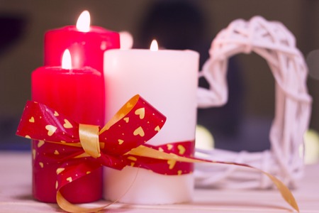 The concept of St. Valentines Day with candlesの写真素材