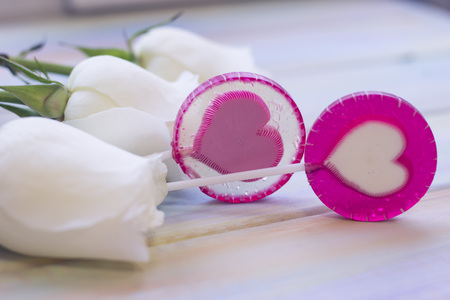 The concept of holidays with white rosesの写真素材