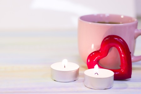 The concept of St.Valentines day with a candleの写真素材