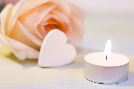 The concept of St.Valentines day with a candleの写真素材
