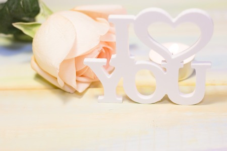 The concept of St.Valentines day with a candleの写真素材