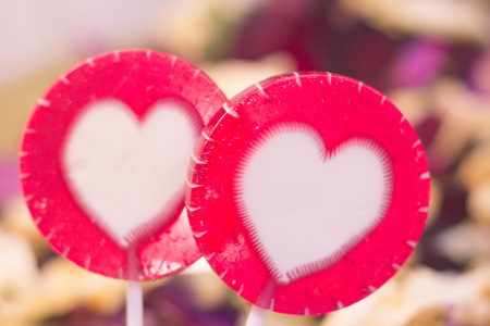 The concept of St.Valentines day with burning candlesの写真素材