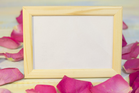 The concept of holidays with a photo frameの写真素材