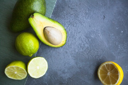 fruit and vegetables on dark concrete backgroundの写真素材