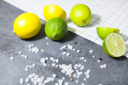 fruit and vegetables on dark concrete backgroundの写真素材