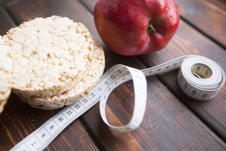 Healthy breakfast on a dark wooden backgroundの写真素材