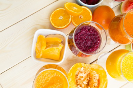 Smoothie on light wooden backgroundの写真素材