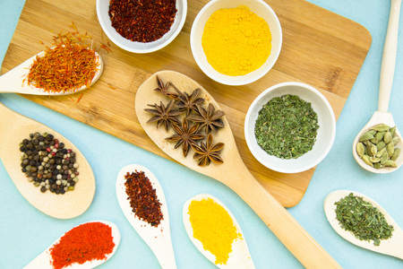 Set of spices and herbsの写真素材