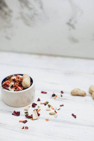 A bowl of dog foodの写真素材