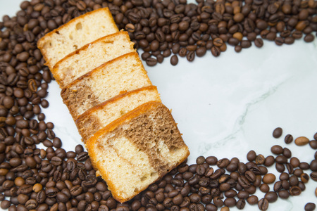 Coffee cup and coffee beansの写真素材