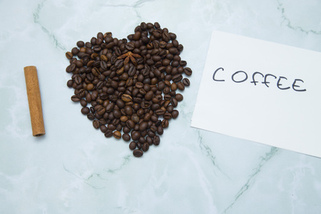 Coffee cup and coffee beansの写真素材