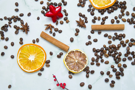 Coffee cup and coffee beansの写真素材