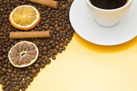 Coffee cup and coffee beansの写真素材