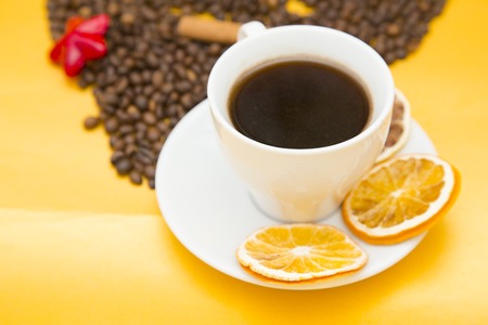 Coffee cup and coffee beansの写真素材