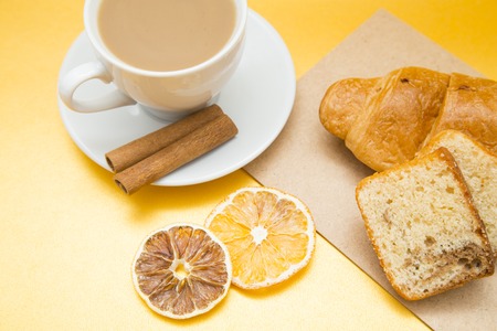 Coffee cup and coffee beansの写真素材