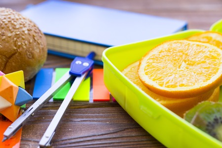 Breakfast on wood background
