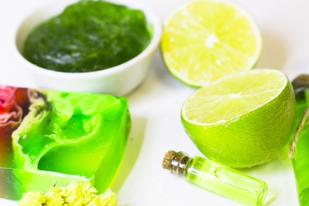 Lime oil skin conceptの写真素材