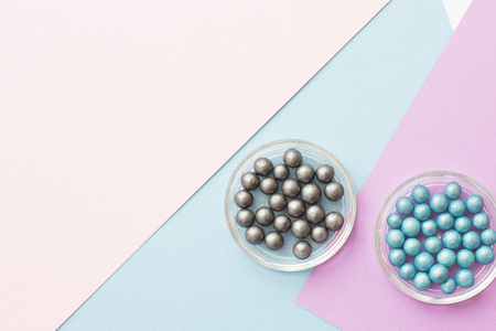 Cosmetic products on pastel colors background