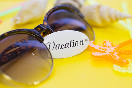 Vacation script with stylish sunglassesの写真素材