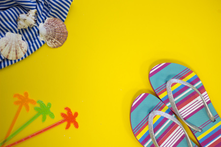 Travel concept yellow backgroundの写真素材